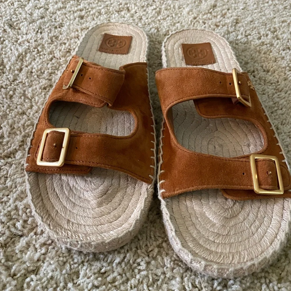 Tory Burch Leather Espadrille Sandals - Picture 2 of 6